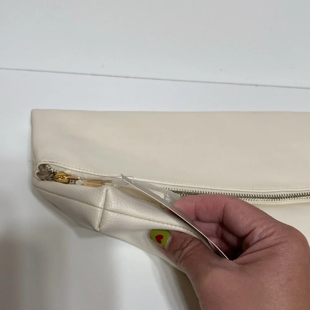 MARKFRAN Oversized Foldover Clutch in Ivory